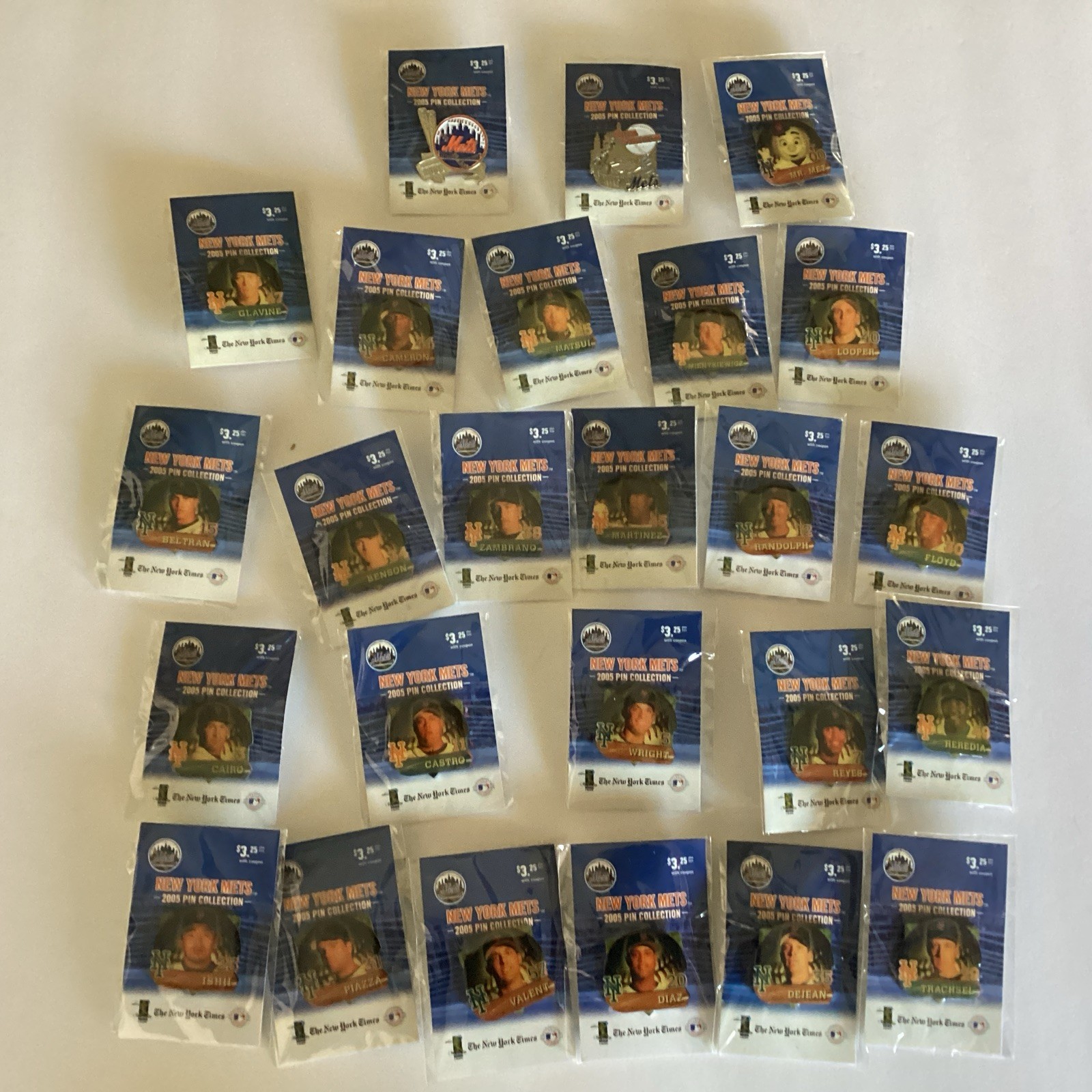 Lot Of (3) COMPLETE SETS 2005 New York Mets NY Times Pins-25pcs./set.-NEW