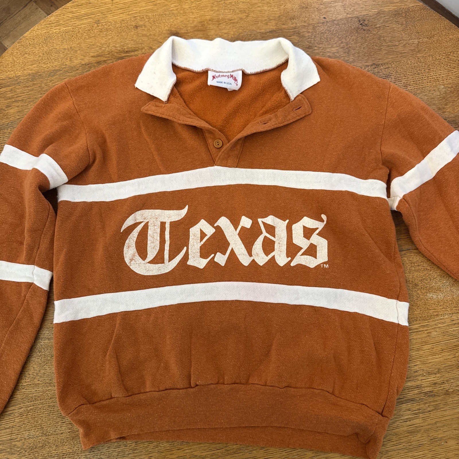 Vintage 70s Texas Longhorns Nutmeg Mills Orange Rugby Polo Mens XL Rare