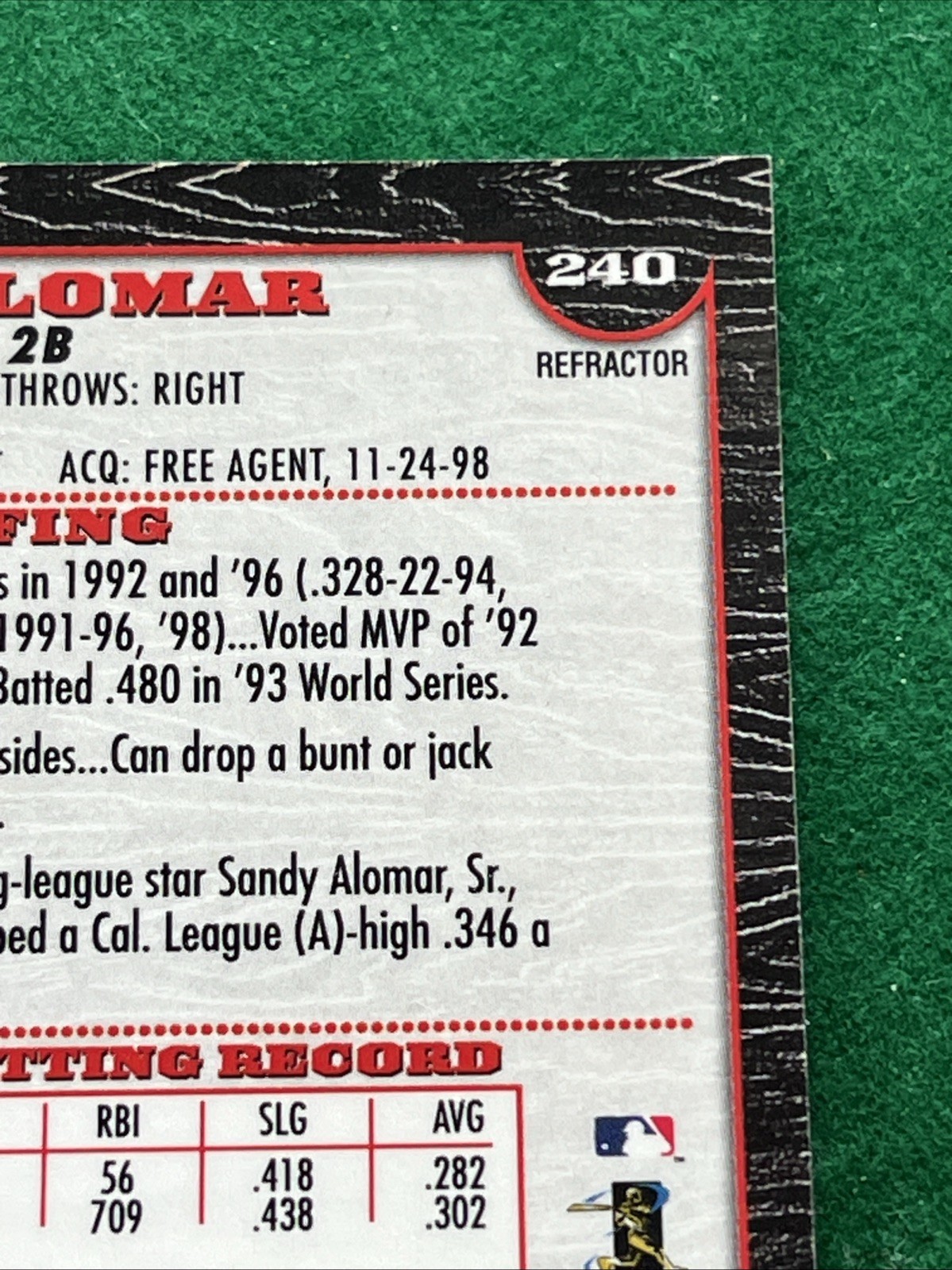1999 Bowman Chrome – Roberto Alomar #240 Refractor