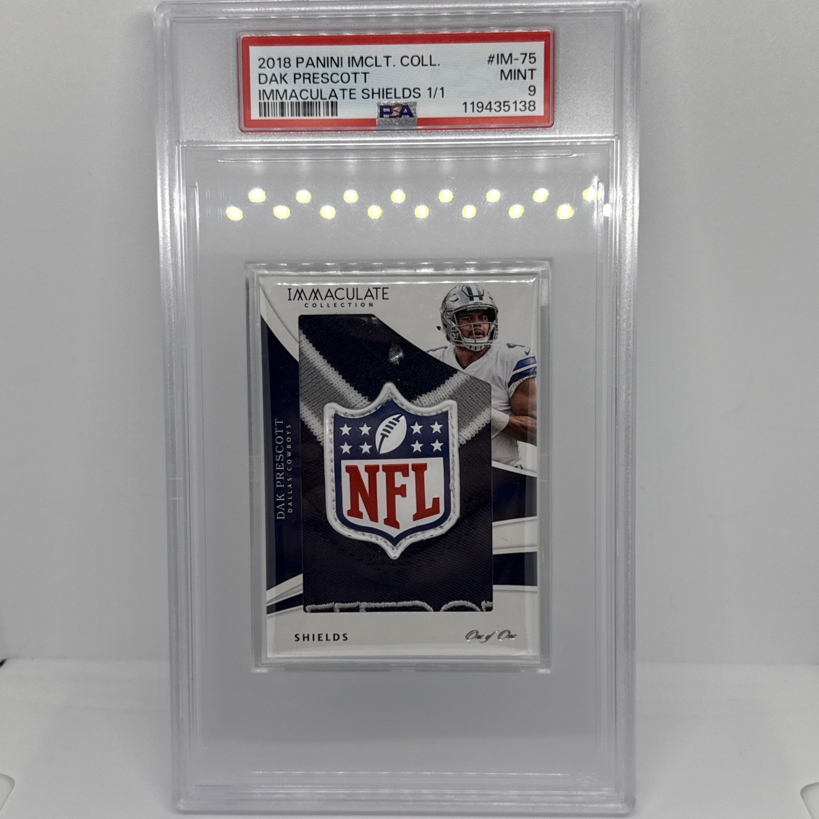 2018 Panini Immaculate Collection Dak Prescott Shields 1/1 PSA 9 Player Worn