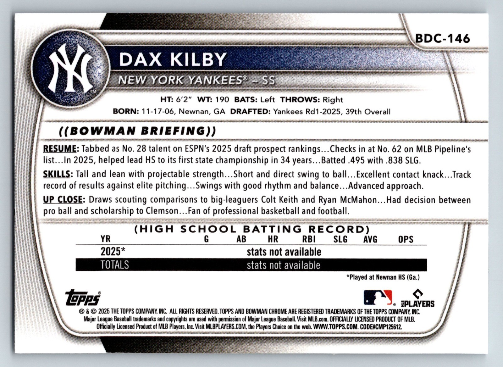 2025 Bowman Chrome Draft Pick your Players – (BDC-1 – BDC-200) + Inserts