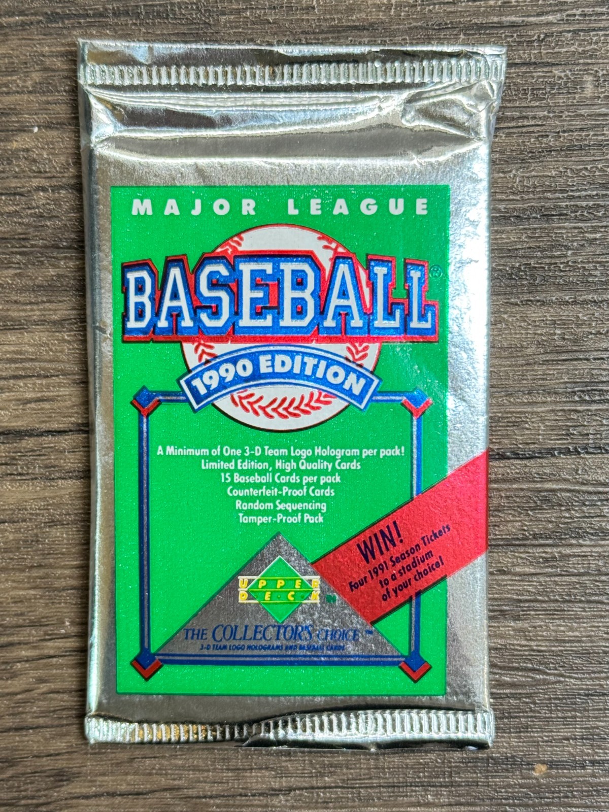 One (1) Pack 1990 Upper Deck MLB Baseball Cards Sealed Unopened Wax Pack