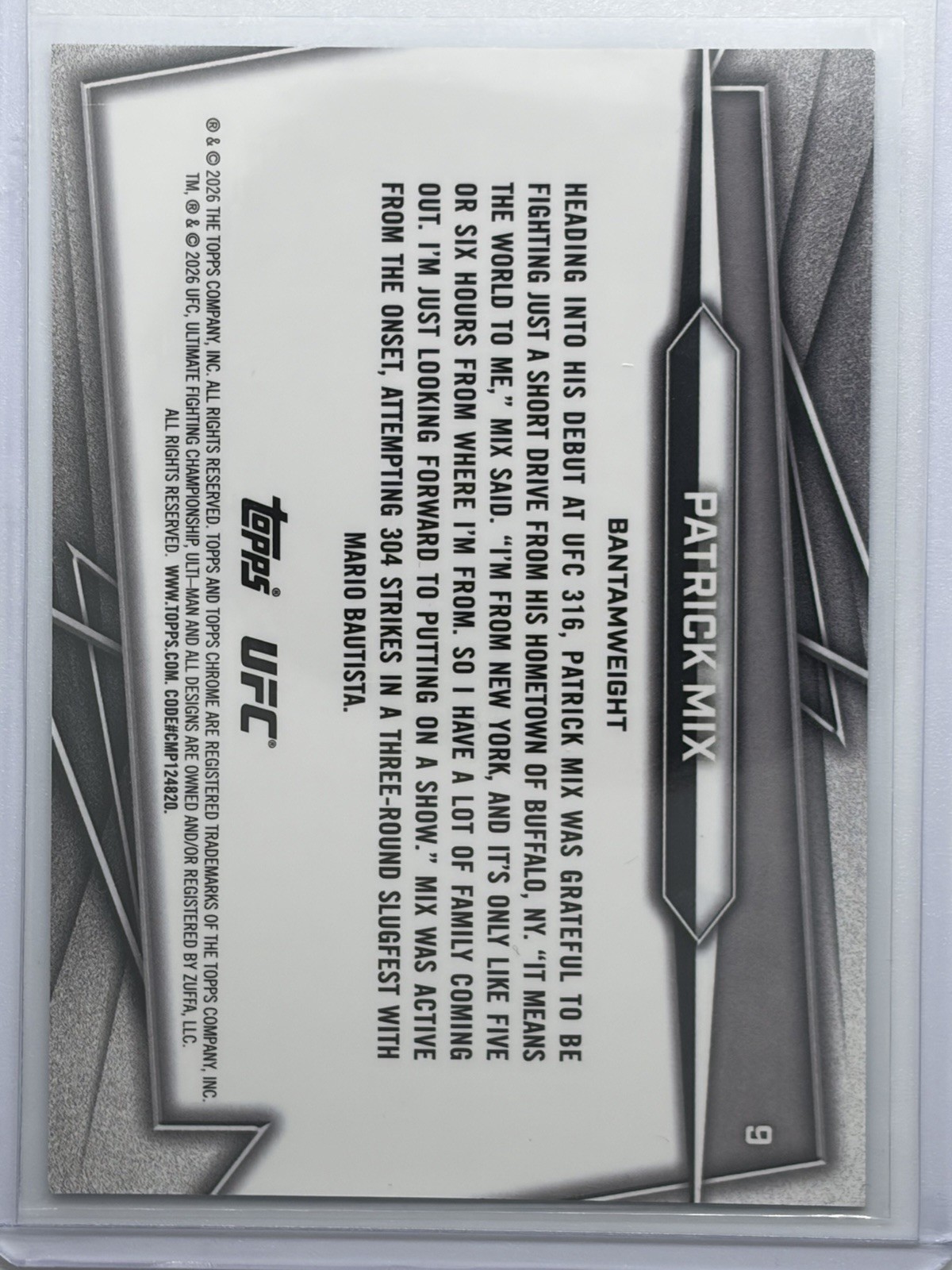 Patrick Mix Octagon Refractor 1/8 Bookend 2026 Topps Chrome UFC