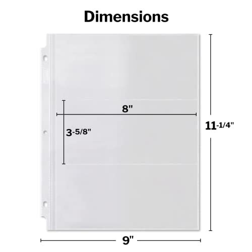 25 Sheets Currency Sleeves for Paper Money Collection Album with 3 Pockets