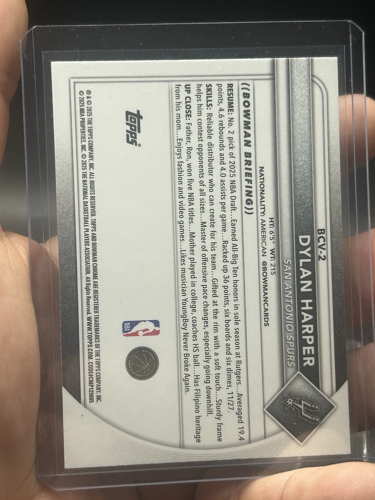 Bowman Chrome Reptillian Refractor #BCV-2 Dylan Harper Near Mint