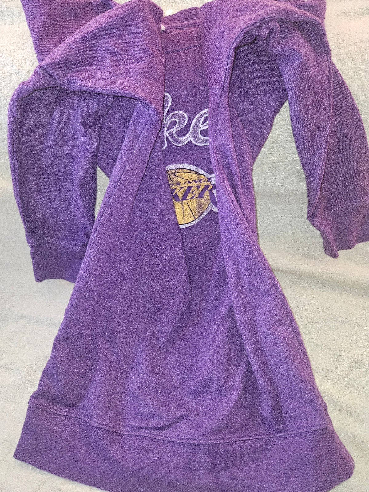 LAKERS NBA Size Small Purple Pull Over Sweatshirt Long Sleeve Cotton Polyester