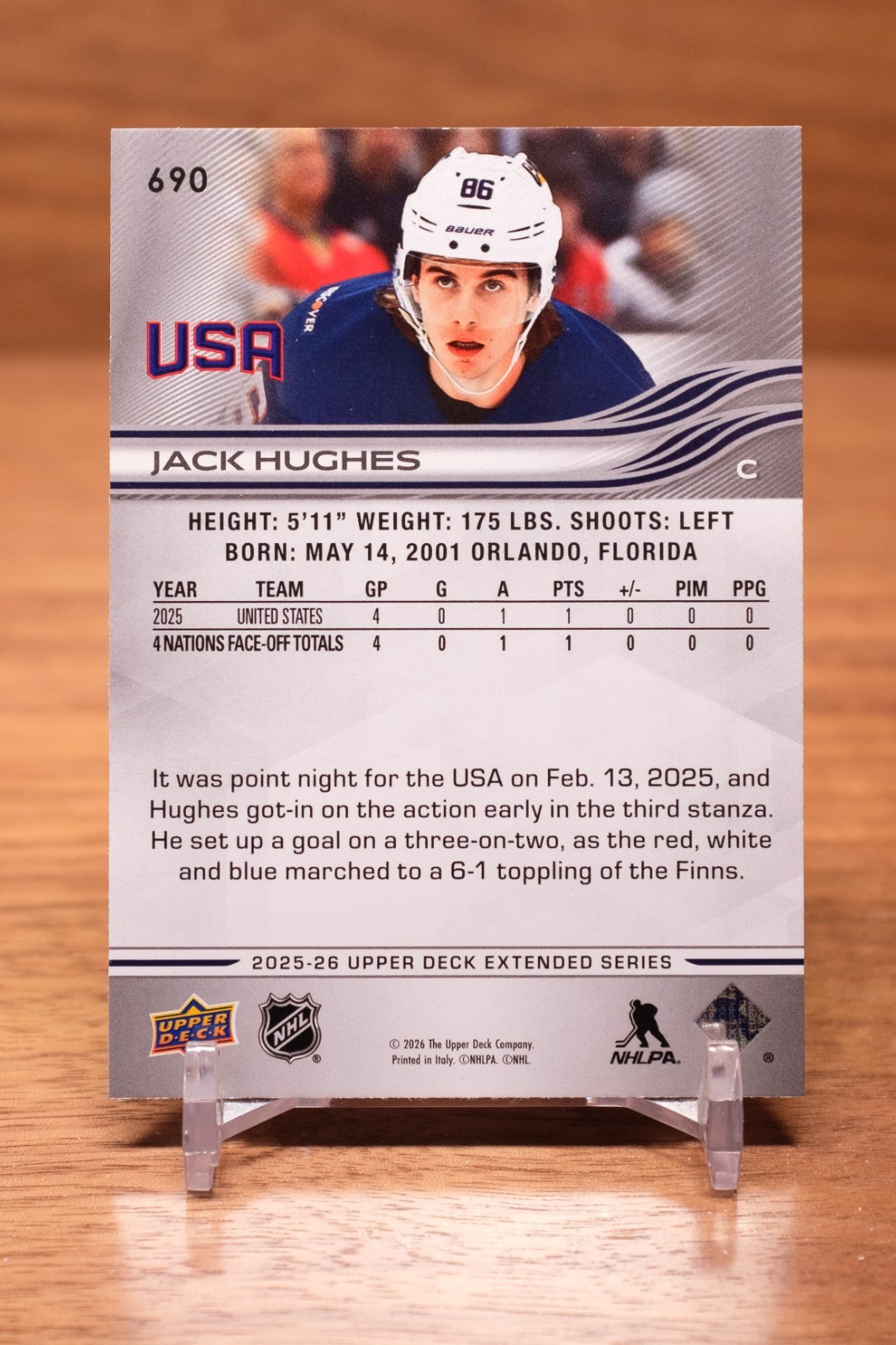 2025-26 Upper Deck Base Jack Hughes #690 USA