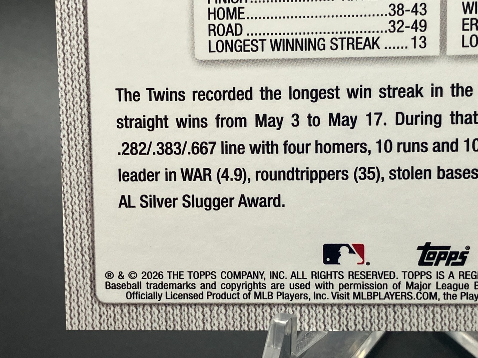 2026 Topps Series 2 Minnesota Twins Team Card /25 Orange Glitter Foil SP #491