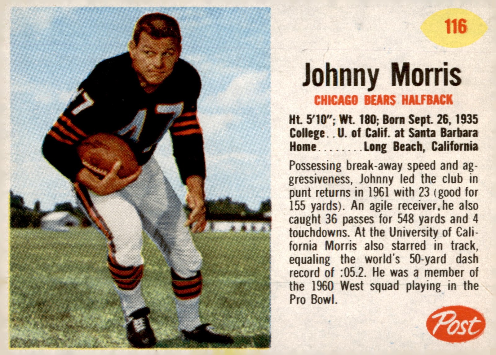 1962 Post Cereal #116 Johnny Morris