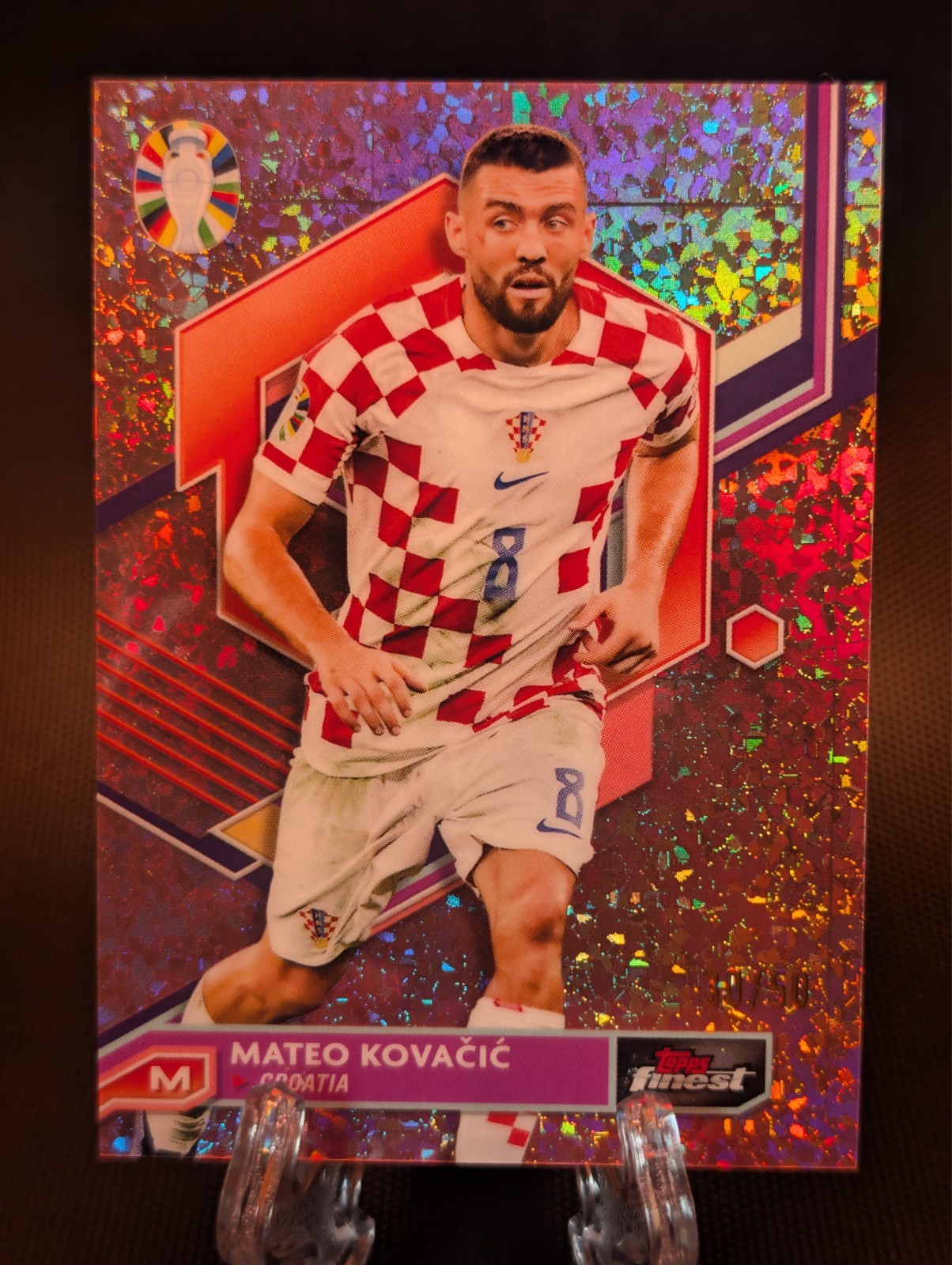2023-24 Topps Finest Road to UEFA Euro Mateo Kovacic Rose Gold Mini-diamond /50