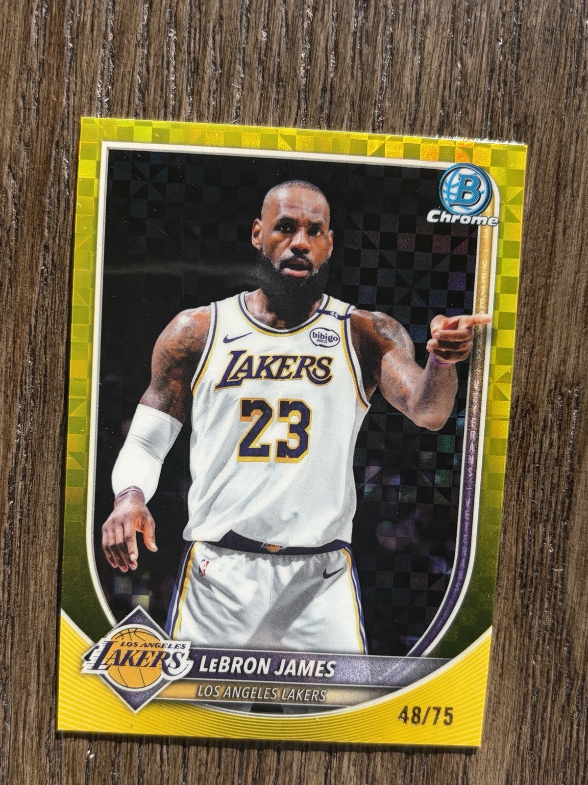 LeBron James 2025 Bowman Yellow Chrome Xfractor 48/75 Color Match #bcv-121 🔥