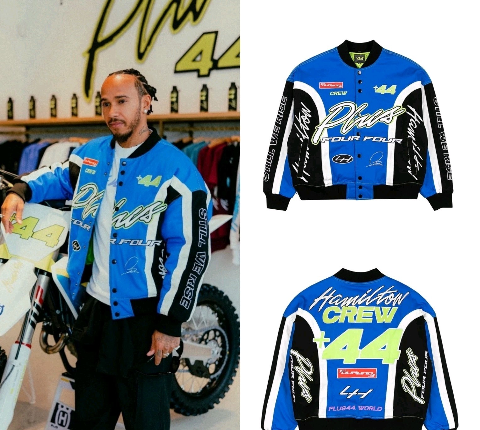 +44 Lewis Hamilton Crew Bomber Jacket PLUS 44 Still We Rise 2XL New