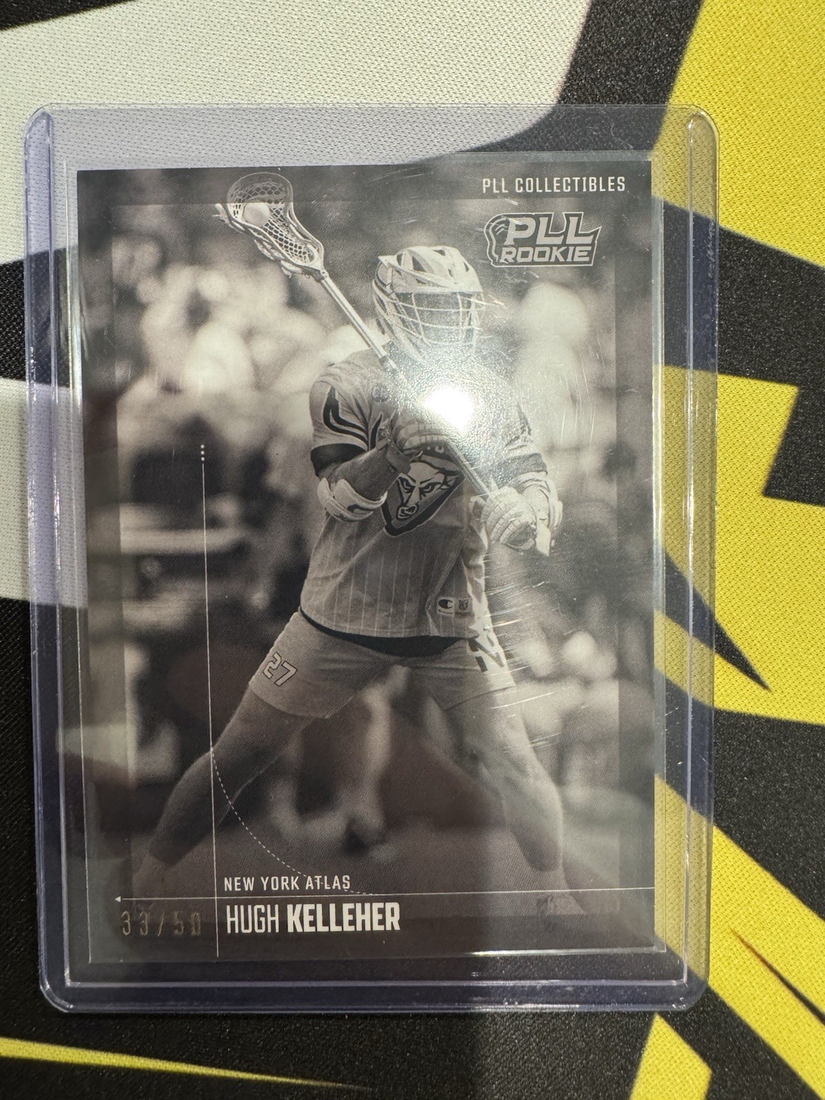 Hugh Kelleher 33/50 Black & White Premier Lacrosse League Fieldside 2026 Rookie