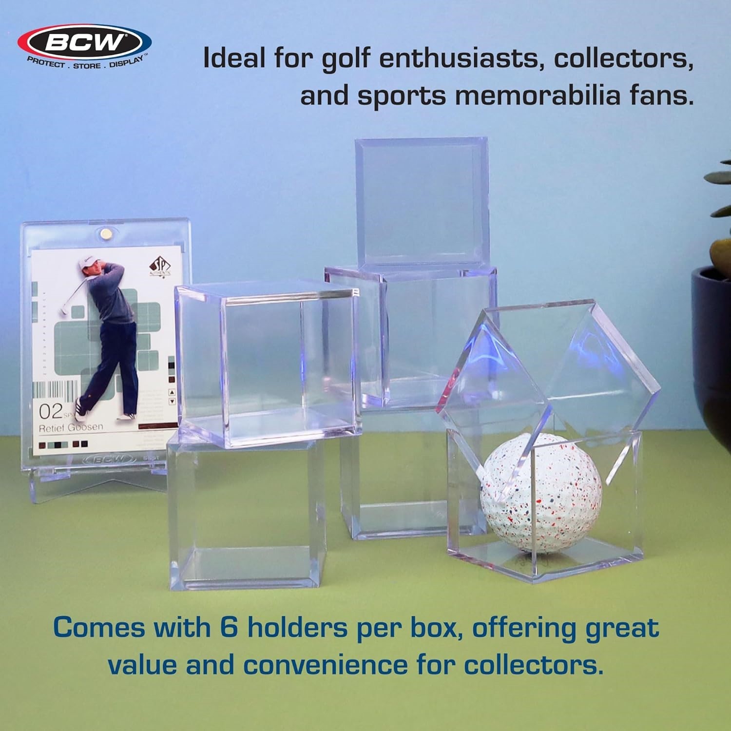 Golf Ball Display Plastic Clear Case Cube Square Stackable Holder Autograph BCW