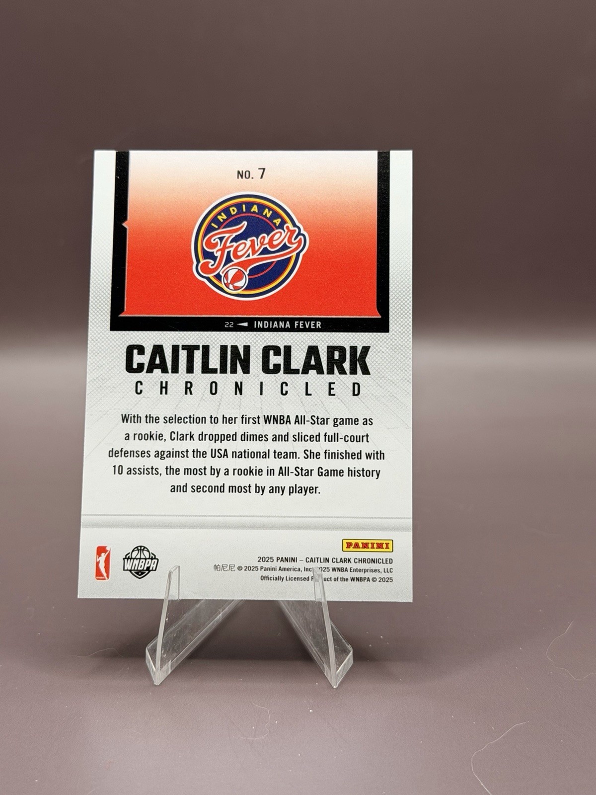 2025 Caitlin Clark Chronicled Base #7 – Most Dimes In All-Star Game As A Rookie