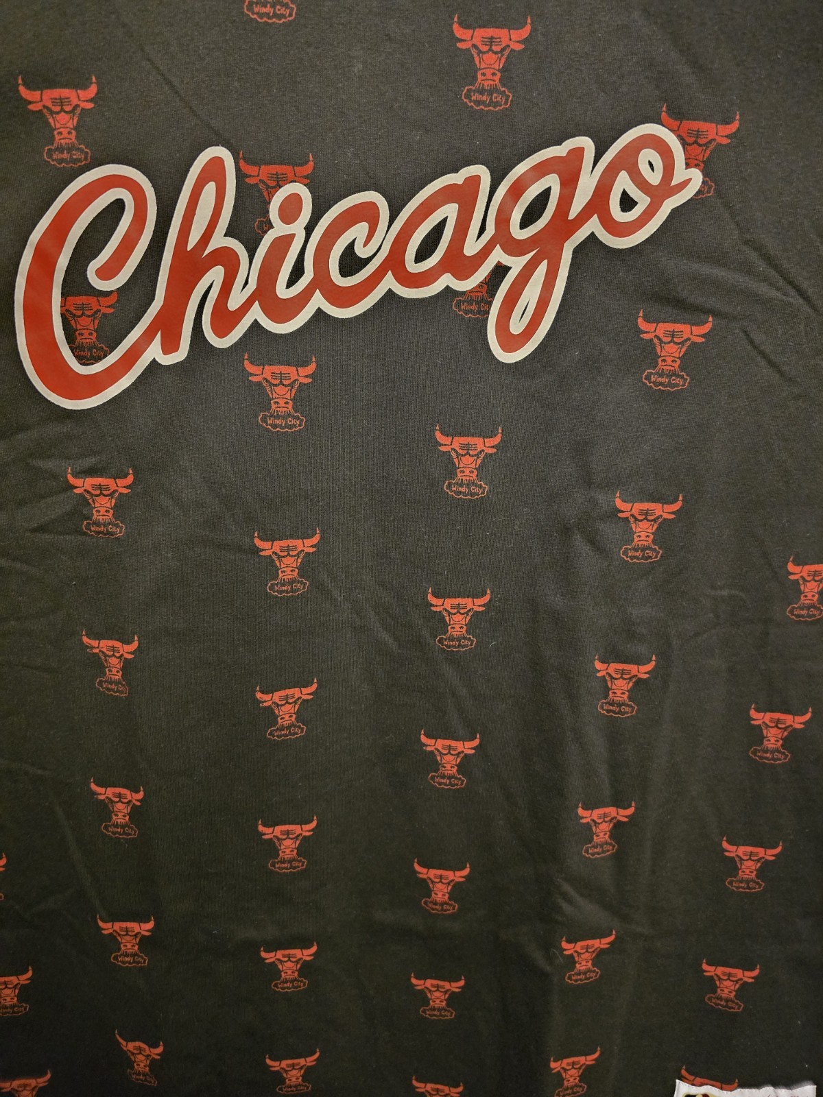 Chicago Bulls Mitchell & Ness Allover Print Black T-Shirt Men’s XL NWT!