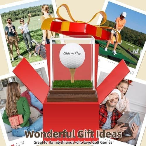 Golf Ball Display Case Hole in One Golf Ball Display Case Holder Wanult Wood Bas