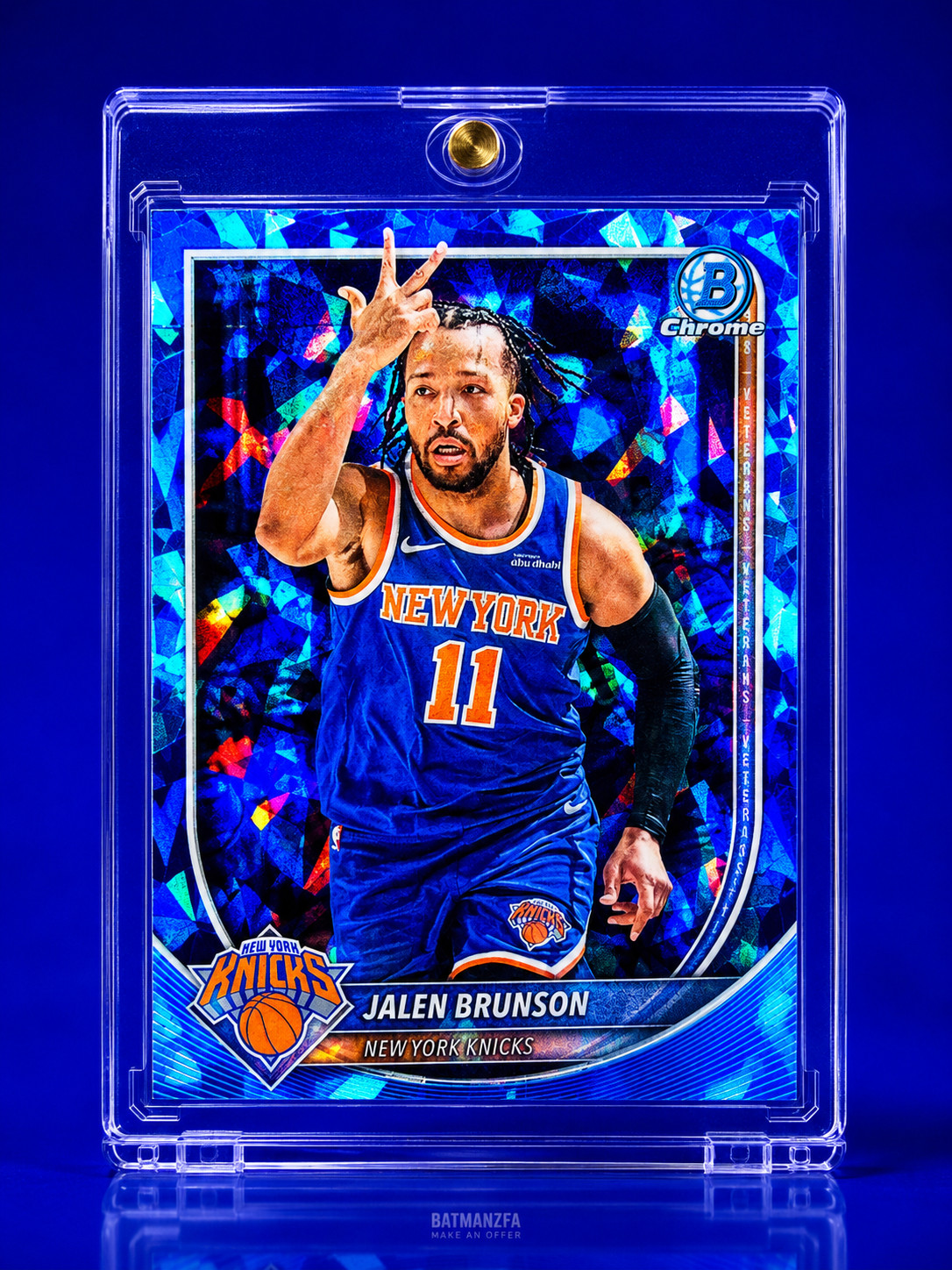 JALEN BRUNSON SSP BLUE CRACKED ICE ATOMIC REFRACTOR RARE Chrome Knicks GOAT
