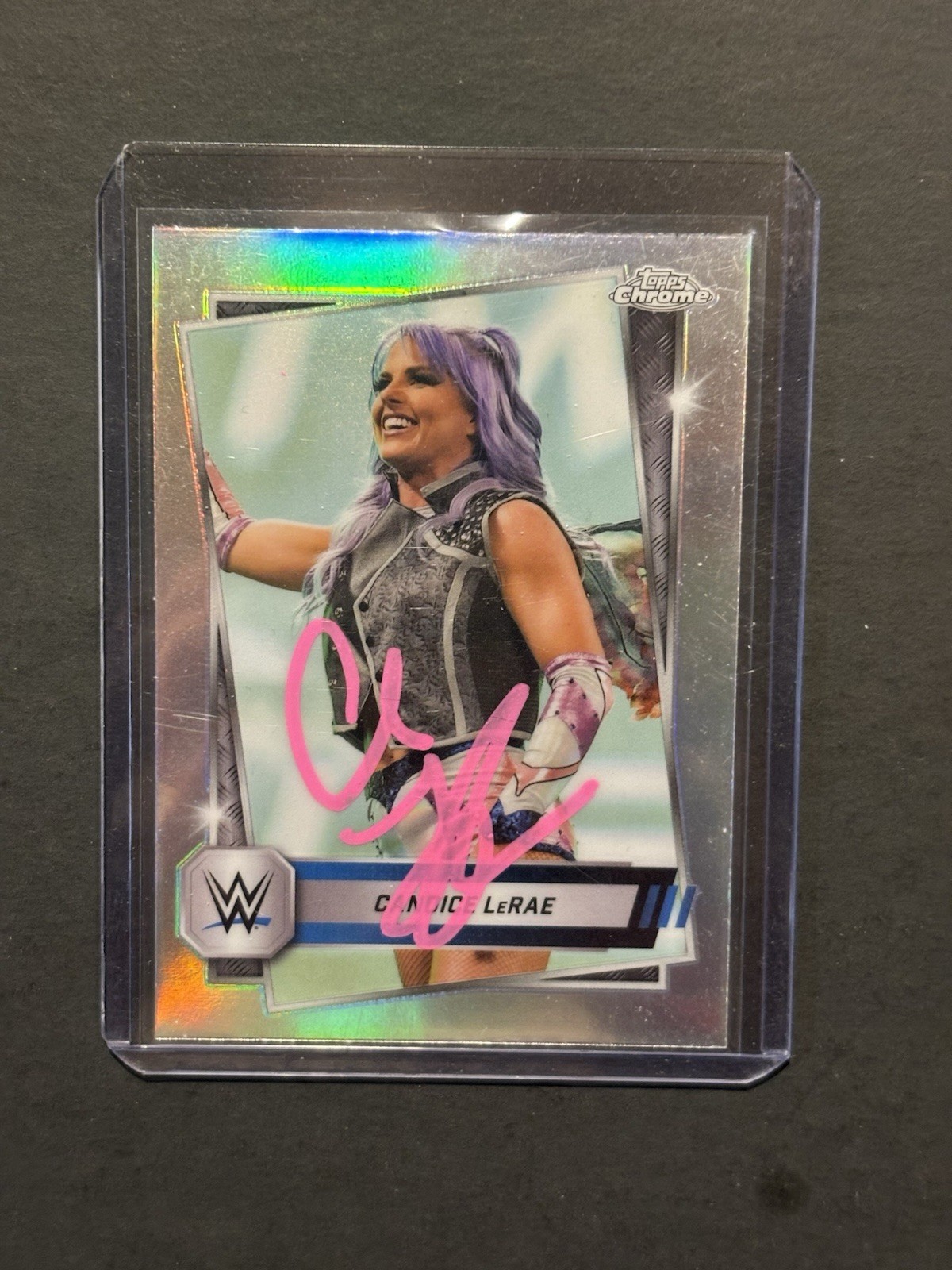 2025 Topps Chrome WWE Candice LeRae Auto On Card In Person Hand Signed Auto