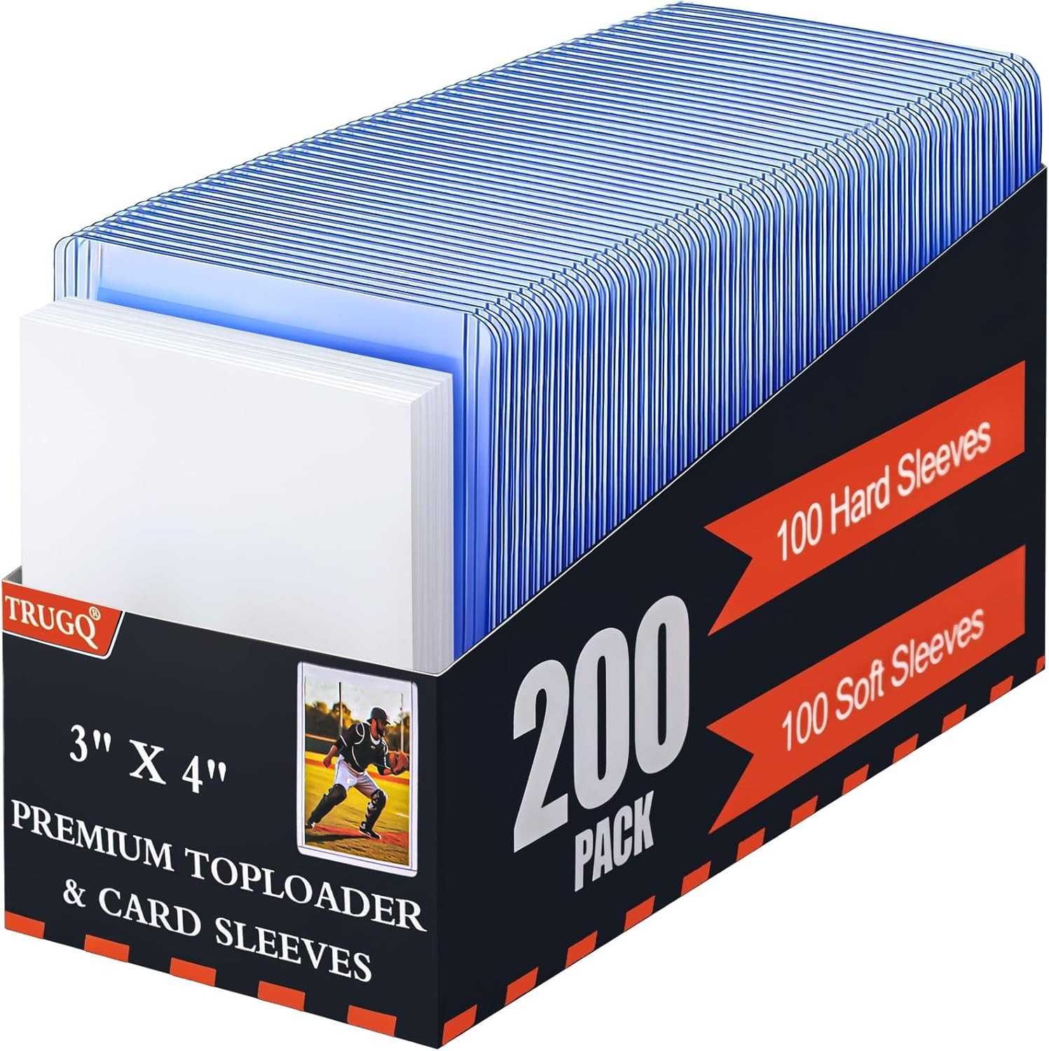 200 Transparent Card Sleeves Set: Superior Quality for Collectors – Blue Finish