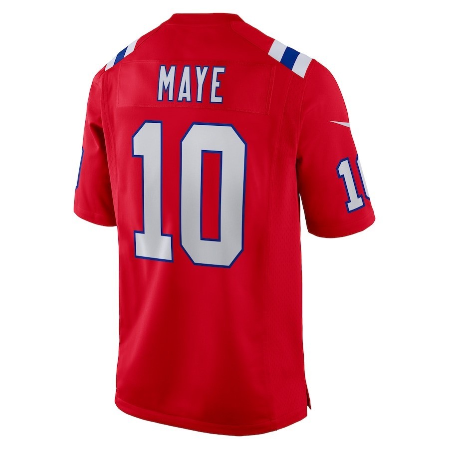 Men’s Drake Maye Red Player Game Jersey – Fully Stitched