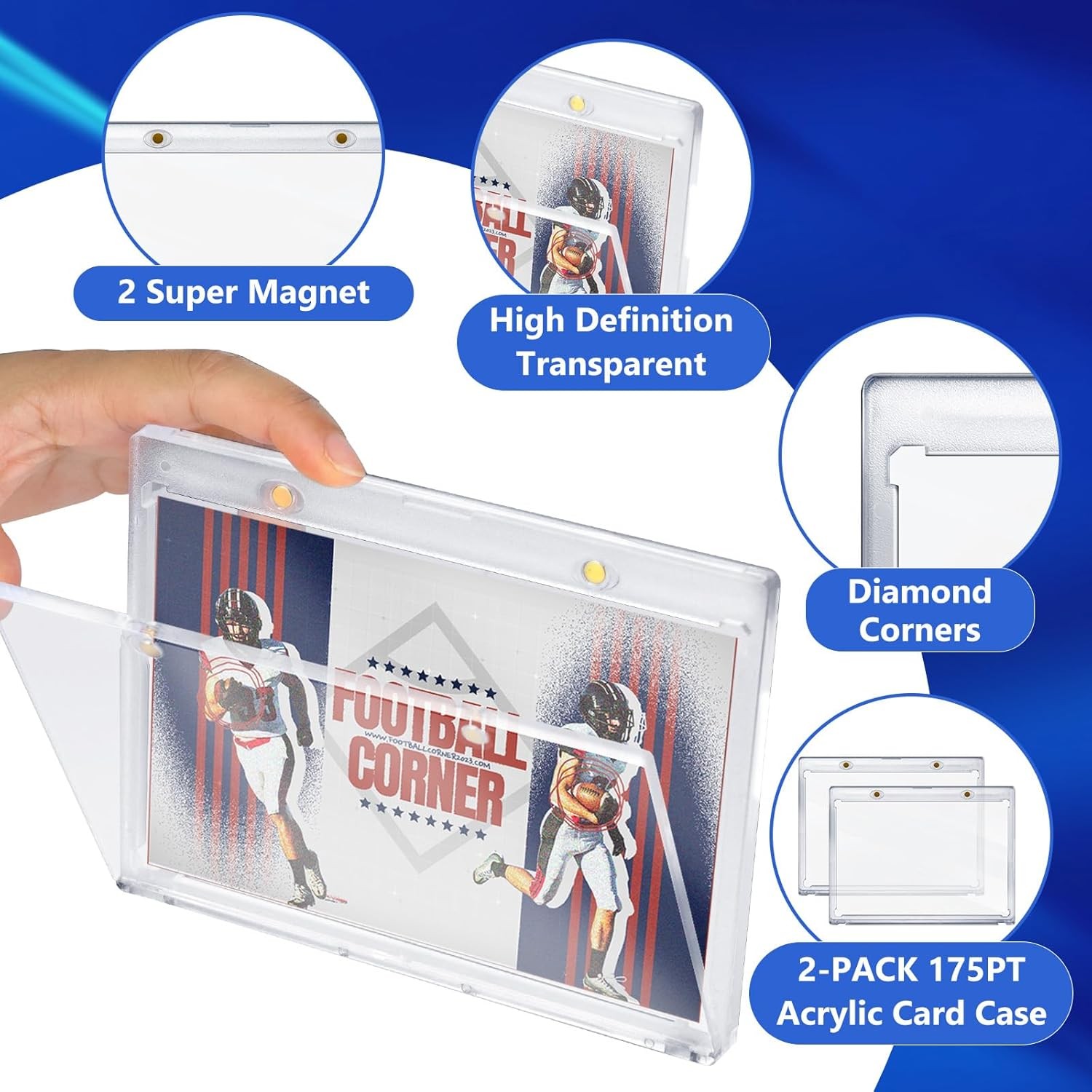 Magnetic Card Holder Horizontal Booklet 175PT Magnet Case Trading Card Protector