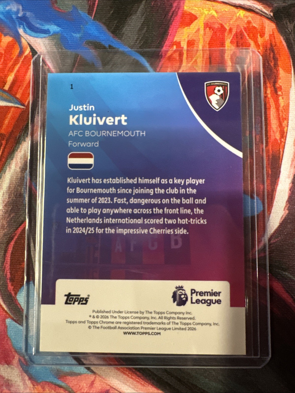2026 Topps Chrome Premier League EPL RayWave Refractor #1 Justin Kluivert, AFC B