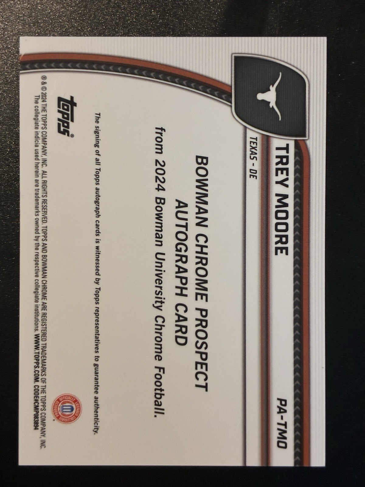 2024 Bowman Chrome U Trey Moore Auto – Texas