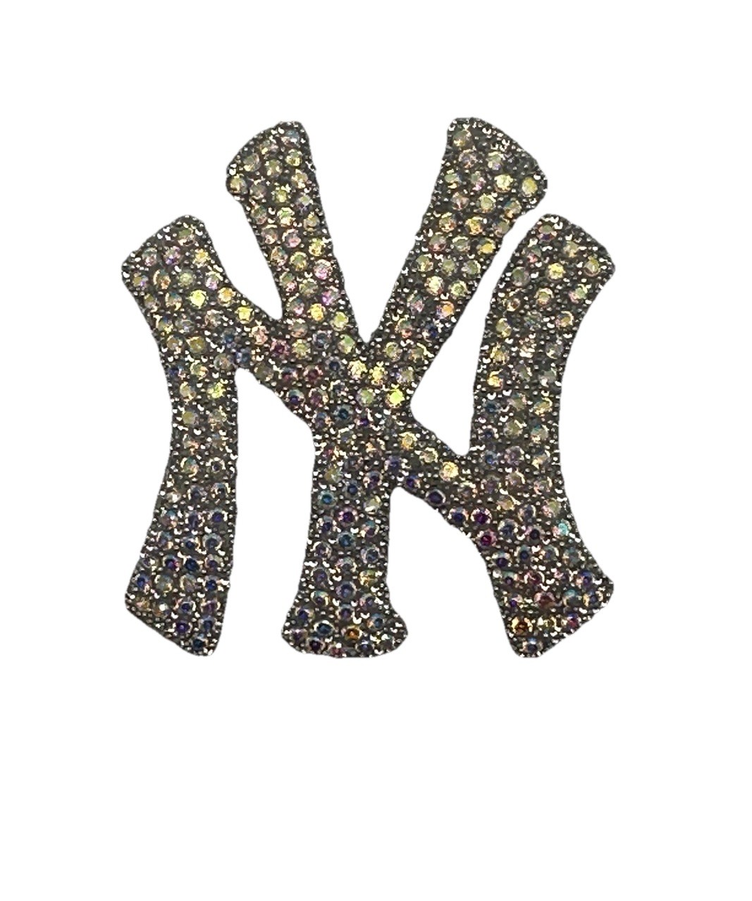 New York Yankees Rhinestone Patch 2” X 2” 3D Crystal Heat Transfer Silver