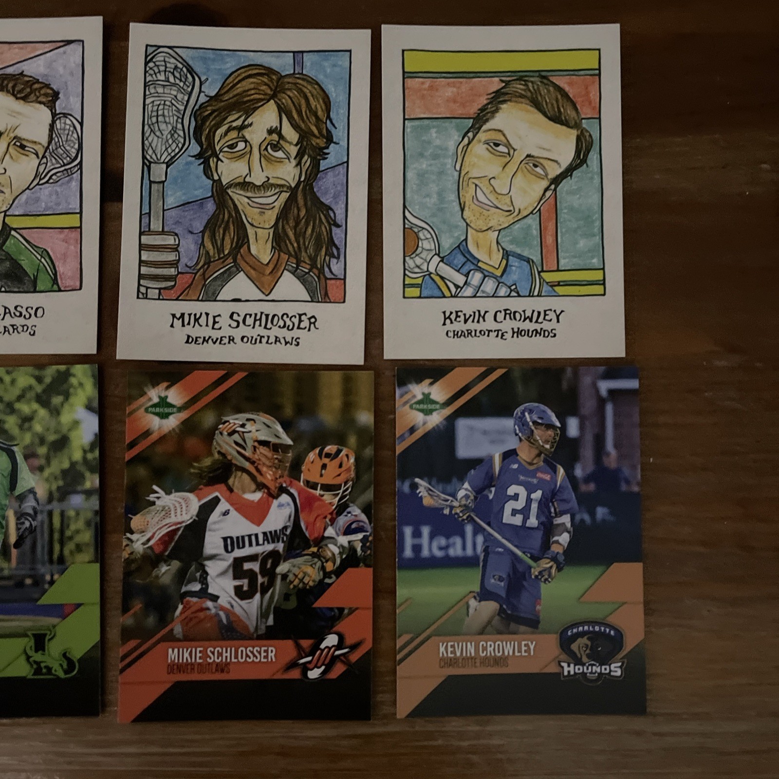 10 Cartoon Lacrosse Cards with matching player cards Parkside MLL Lacrosse Set.