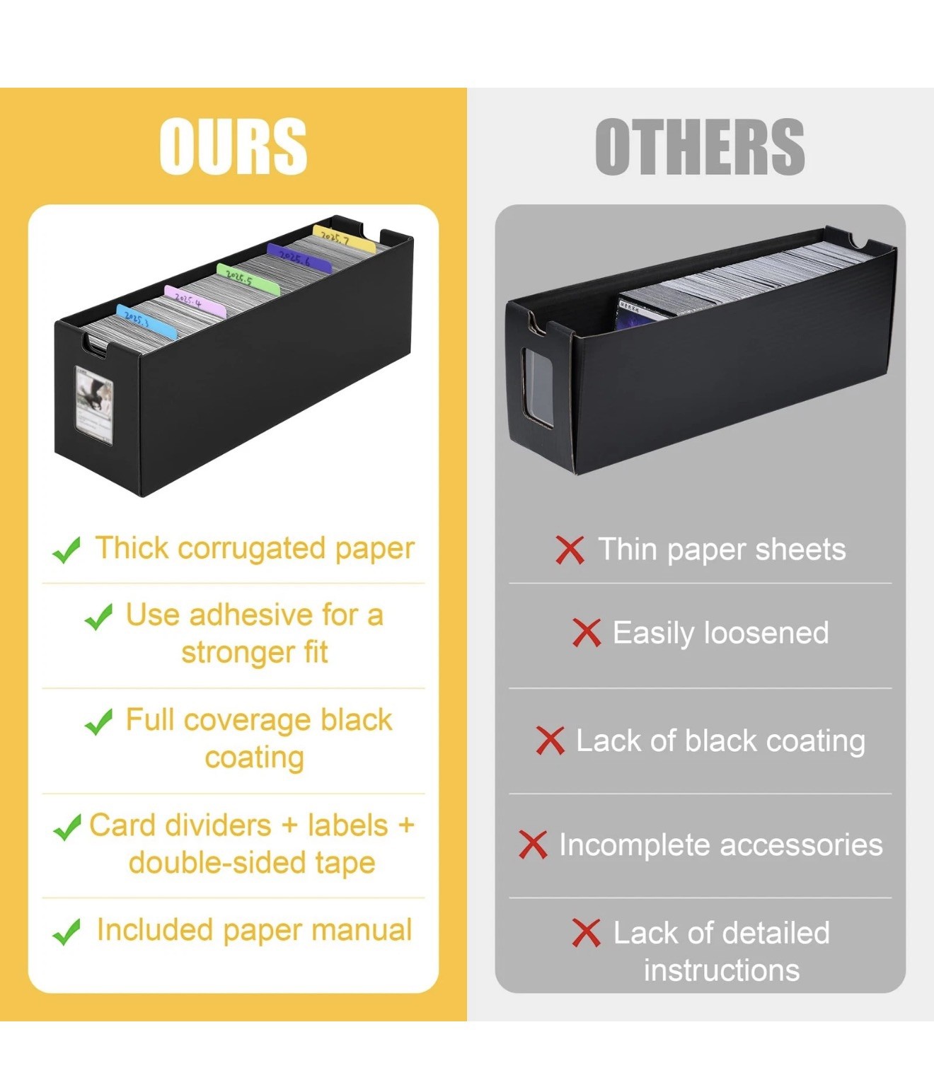 Trading Card Storage Box 12 Drawers Cardboard Organizer with Dividers for top…