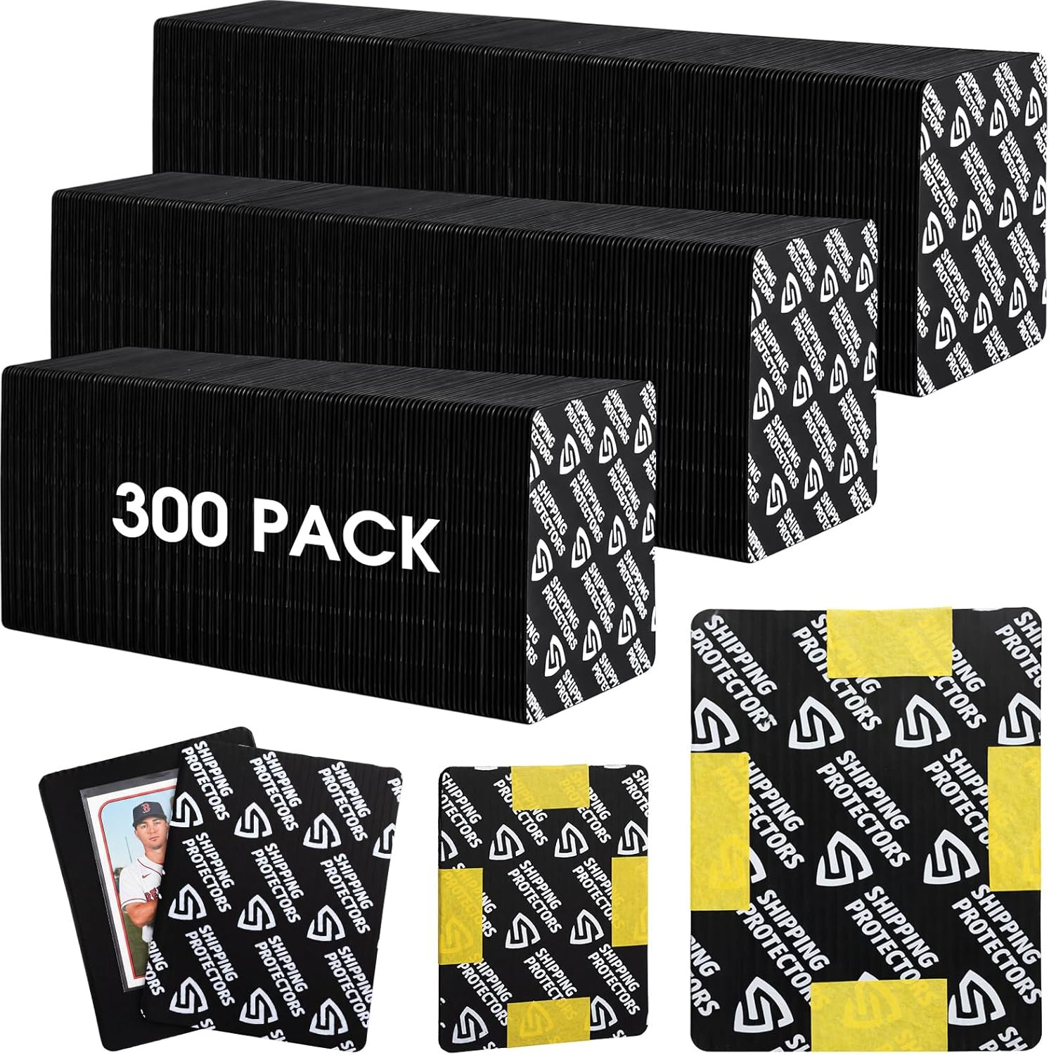 300 Pcs Trading Card Shipping Protector Bulk 3.5 X 4.5 Inch Black Card Shipping