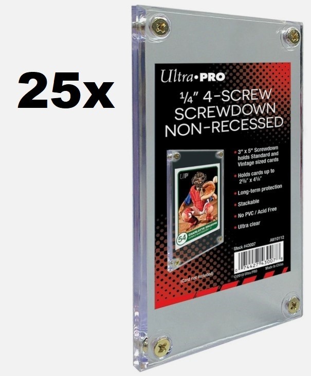NEW 25-PACK Ultra Pro Screwdown Non-Recessed Card Display Case Sports MTG 43007