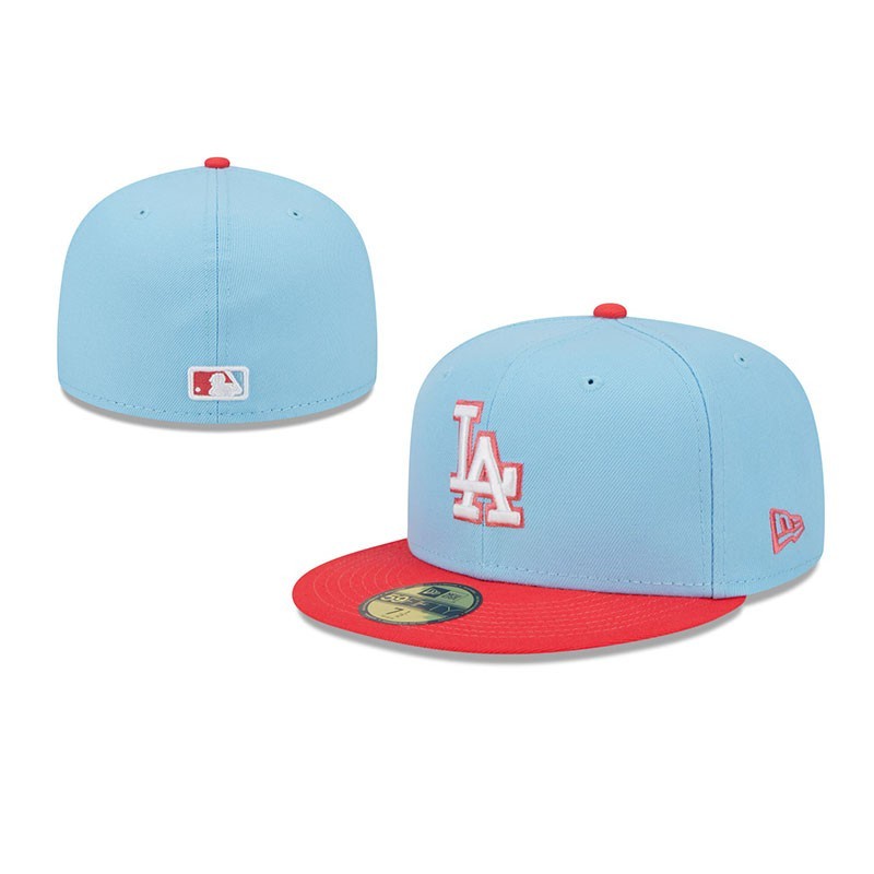 Los Angeles Dodgers Hat Fitted LA 59FIFTY Solid Color Series Basic Stitched Cap