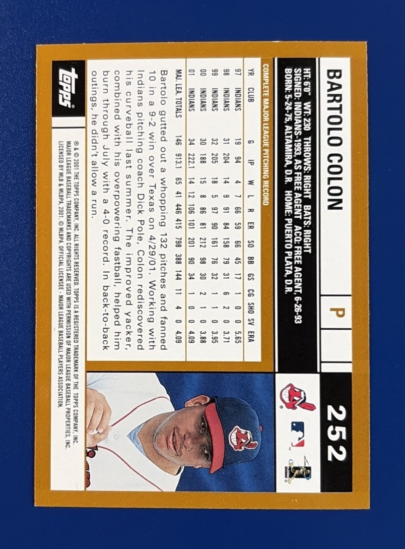 2002 Topps Baseball Bartolo Colon Cleveland Indians #252