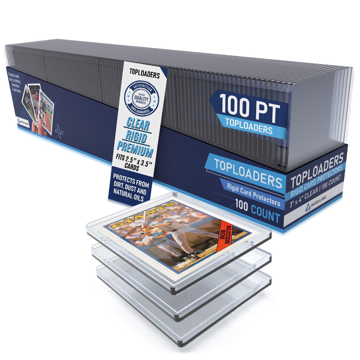 Premium Top Loaders for Cards Case Pack Toploader Protectors Plastic 100PT 100Ct