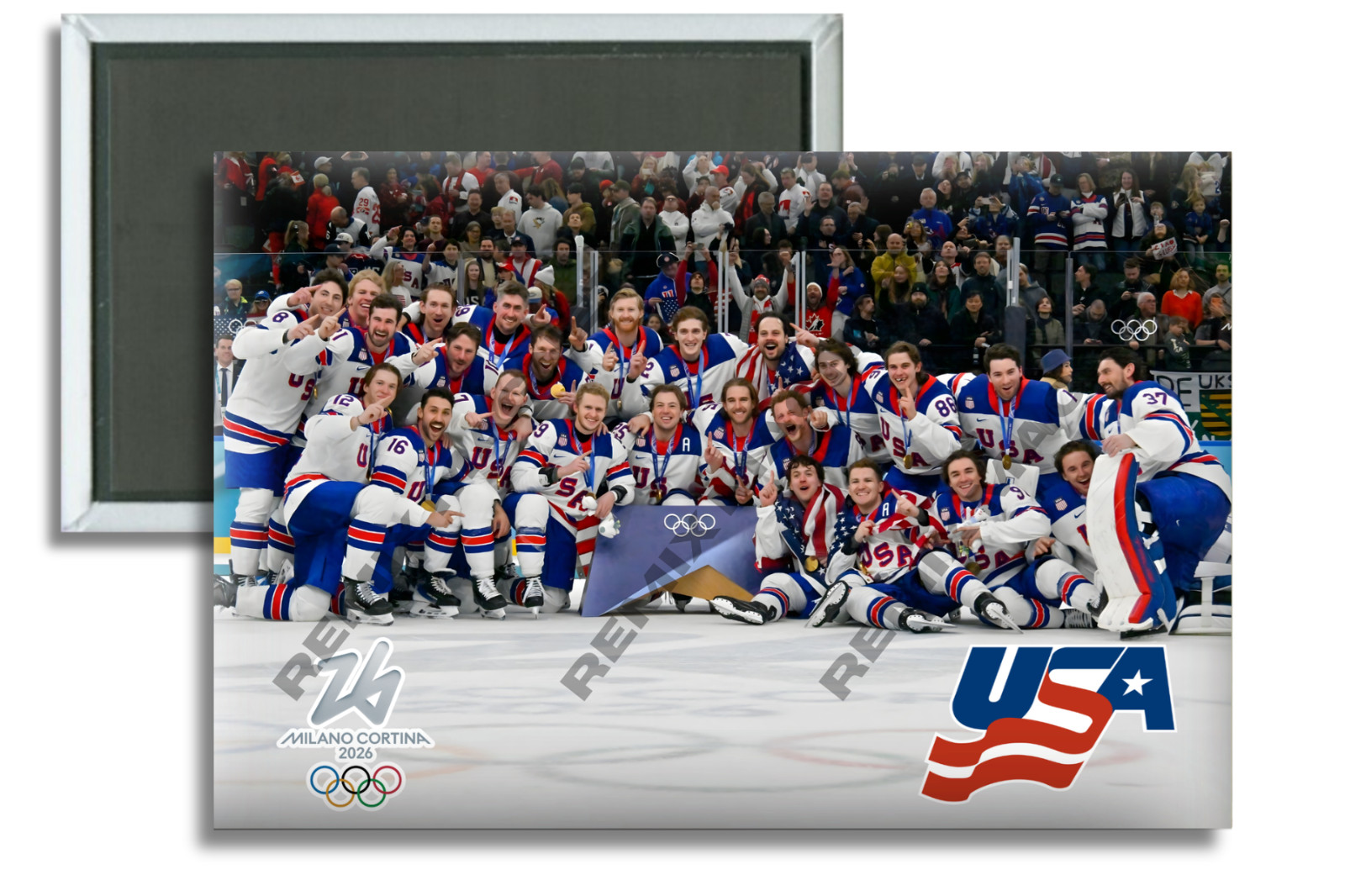 2026 Team USA Men’s Hockey Winter Olympics Team Picture Gold 2″ x 3″ Magnet