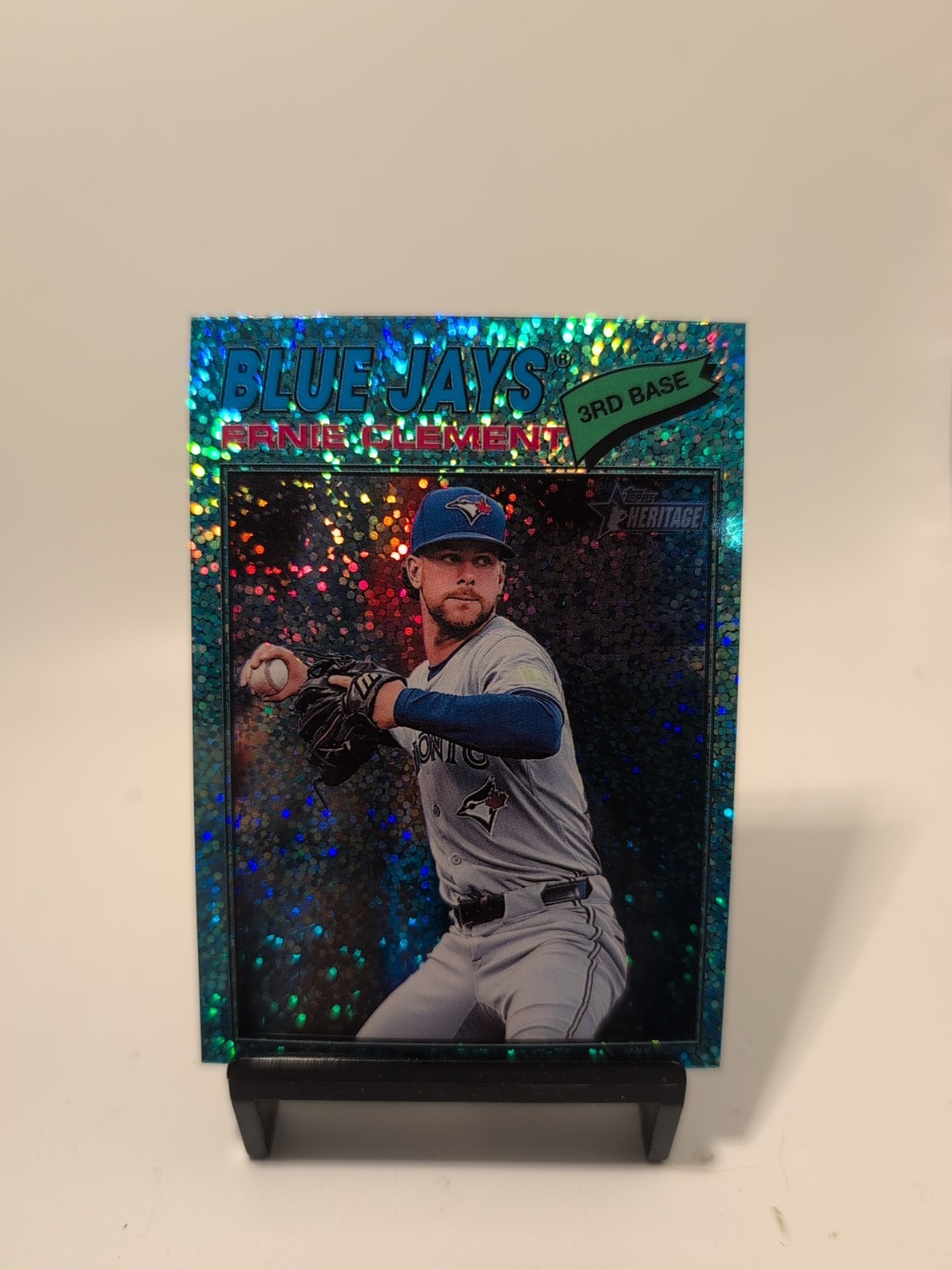 🔥Ernie Clement 2026 Topps Heritage #21 Blue Sparkle Blue Jays COLOR MATCH