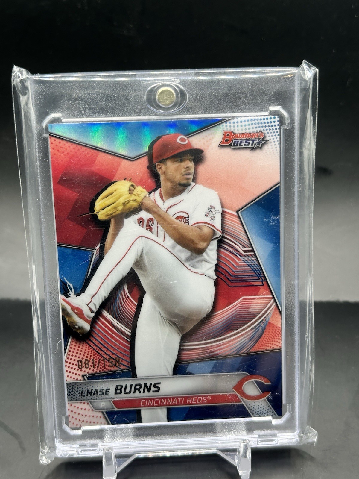 2025 Bowman’s Best – Top Prospects Chase Burns #TP-21 Blue Refractor /150 (RC)