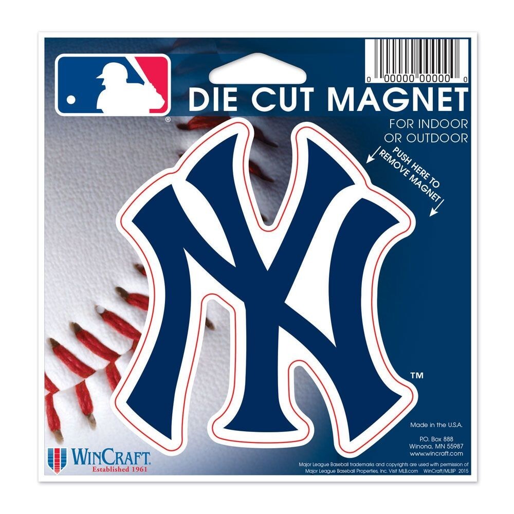 NEW YORK YANKEES ~ (1) Official MLB 4 Inch Die-Cut “NY” Color Magnet ~ New!