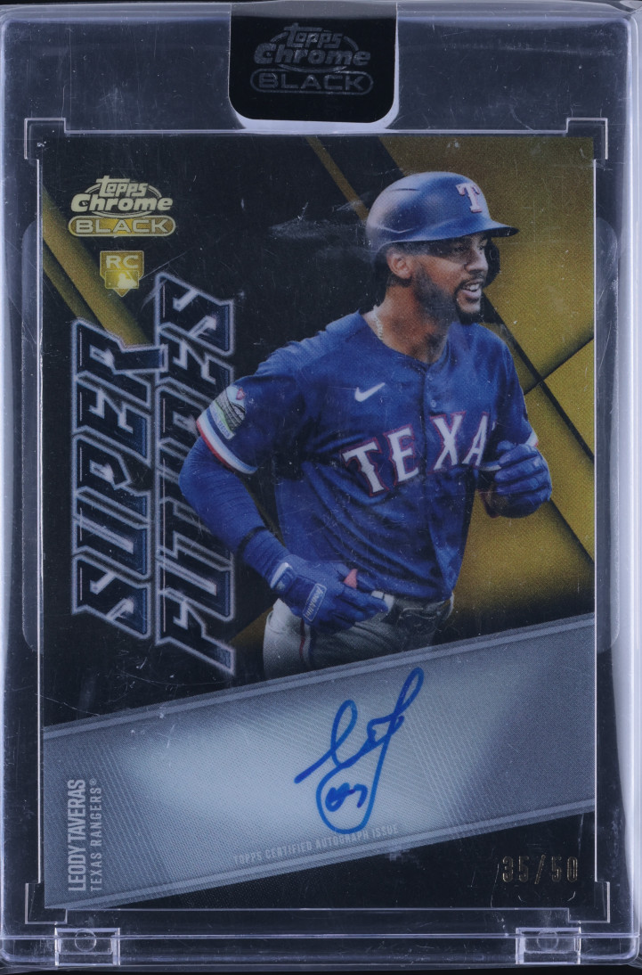 2021 Topps Chrome Black Super Futures Gold Leody Taveras RC AUTO /50 MBA AUTH