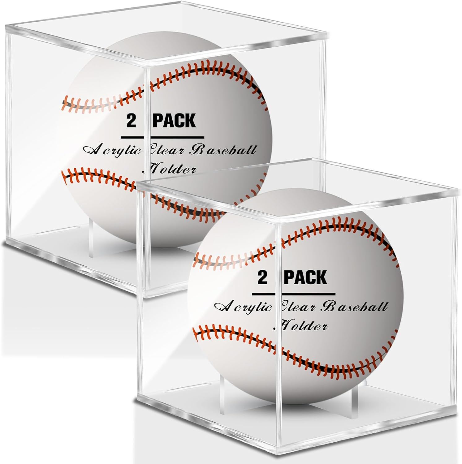 Mudder 2 Pack Acrylic Baseball Holder Case UV Protected Display Stands Clear Bas
