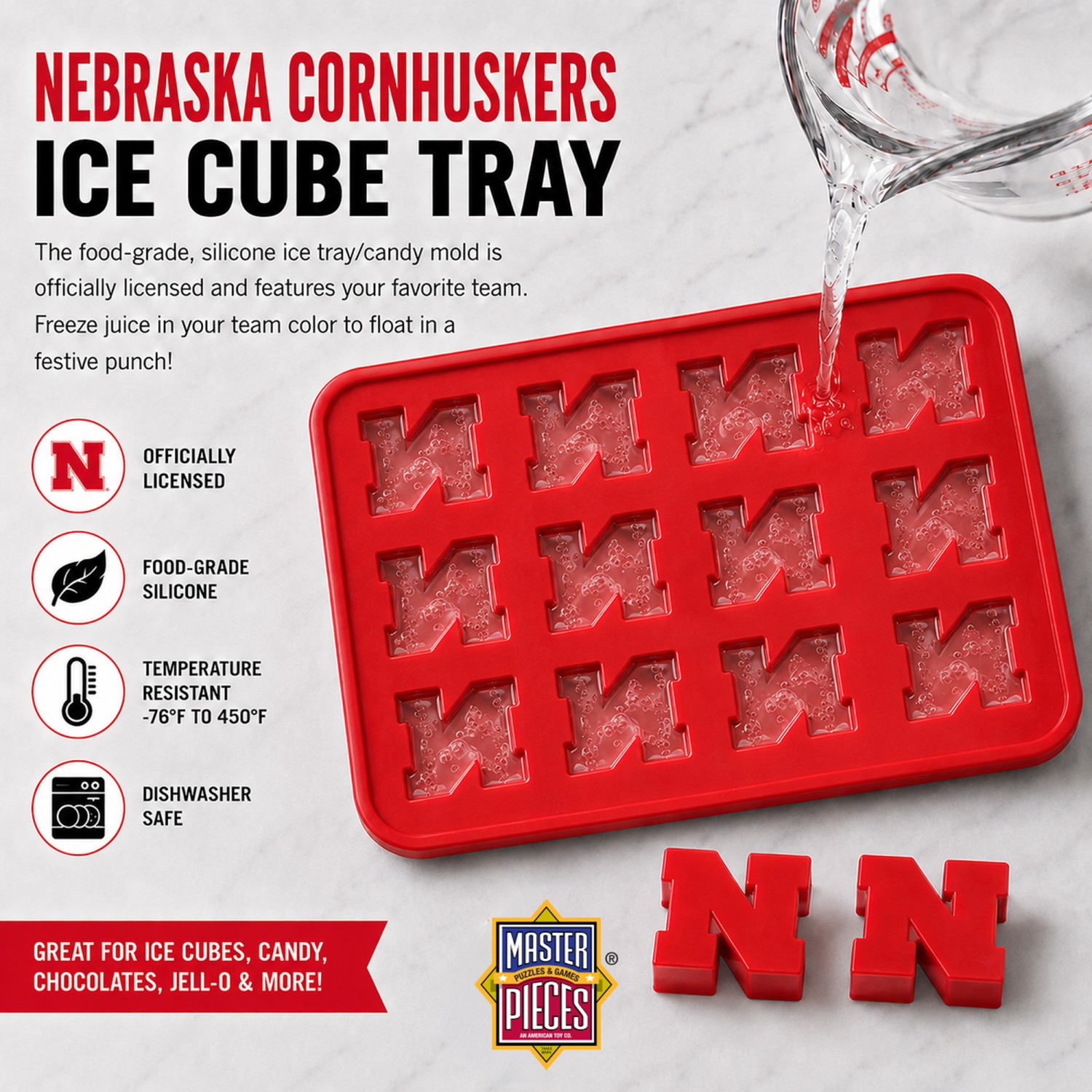 MasterPieces – Nebraska Cornhuskers – Officially Licensed NCAA Ice Cube Tray