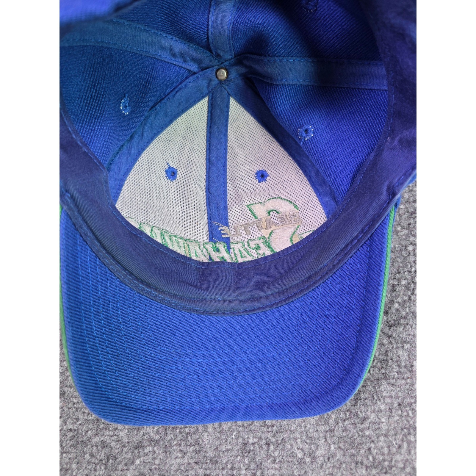 Y2K Seattle Seahawks Adjustable Hat OSFA Puma Blue NFL Hook Loop Strap