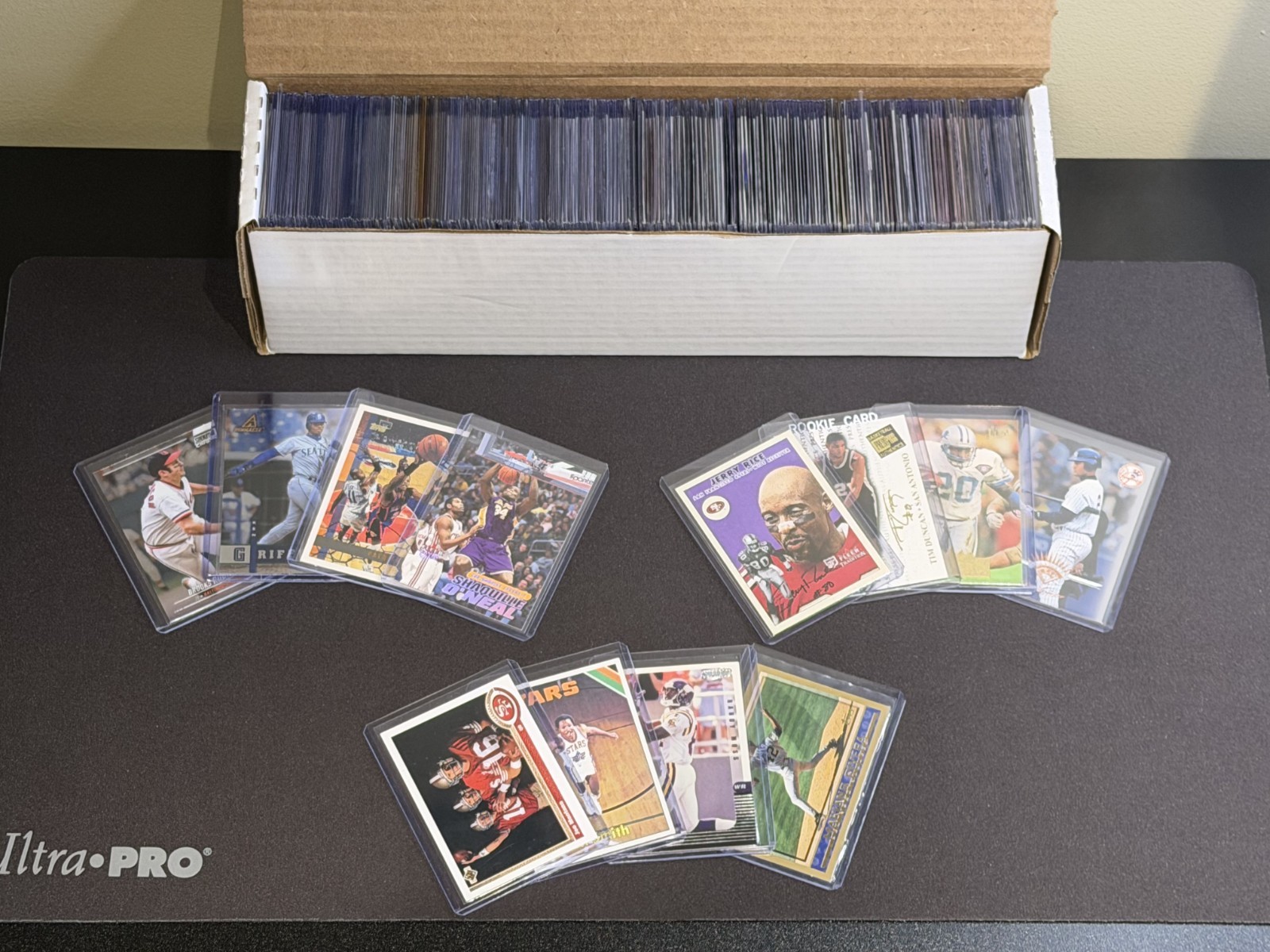 HUGE LOT BOX of MIXED SPORTS CARDS ONLY STARS RCS INSERTS ETC ALL IN TOP LOADERS