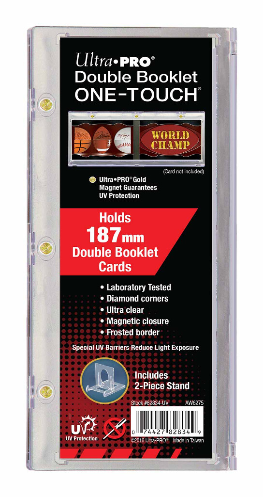 Ultra Pro 187mm ONE TOUCH Double BOOKLET Magnetic Card HOLDER w/ 2 Piece Stand