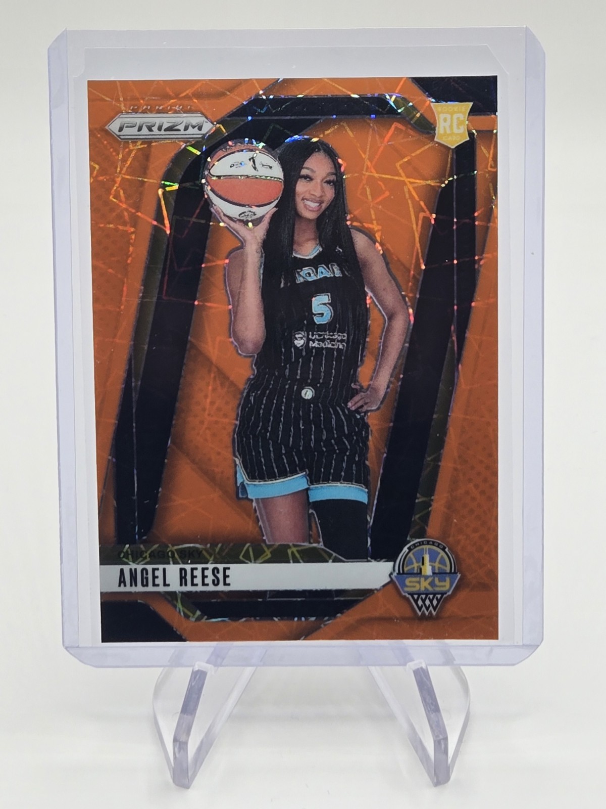2024 Panini Prizm WNBA #147 Angel Reese Orange Velocity Lazer SP Rookie RC Sky