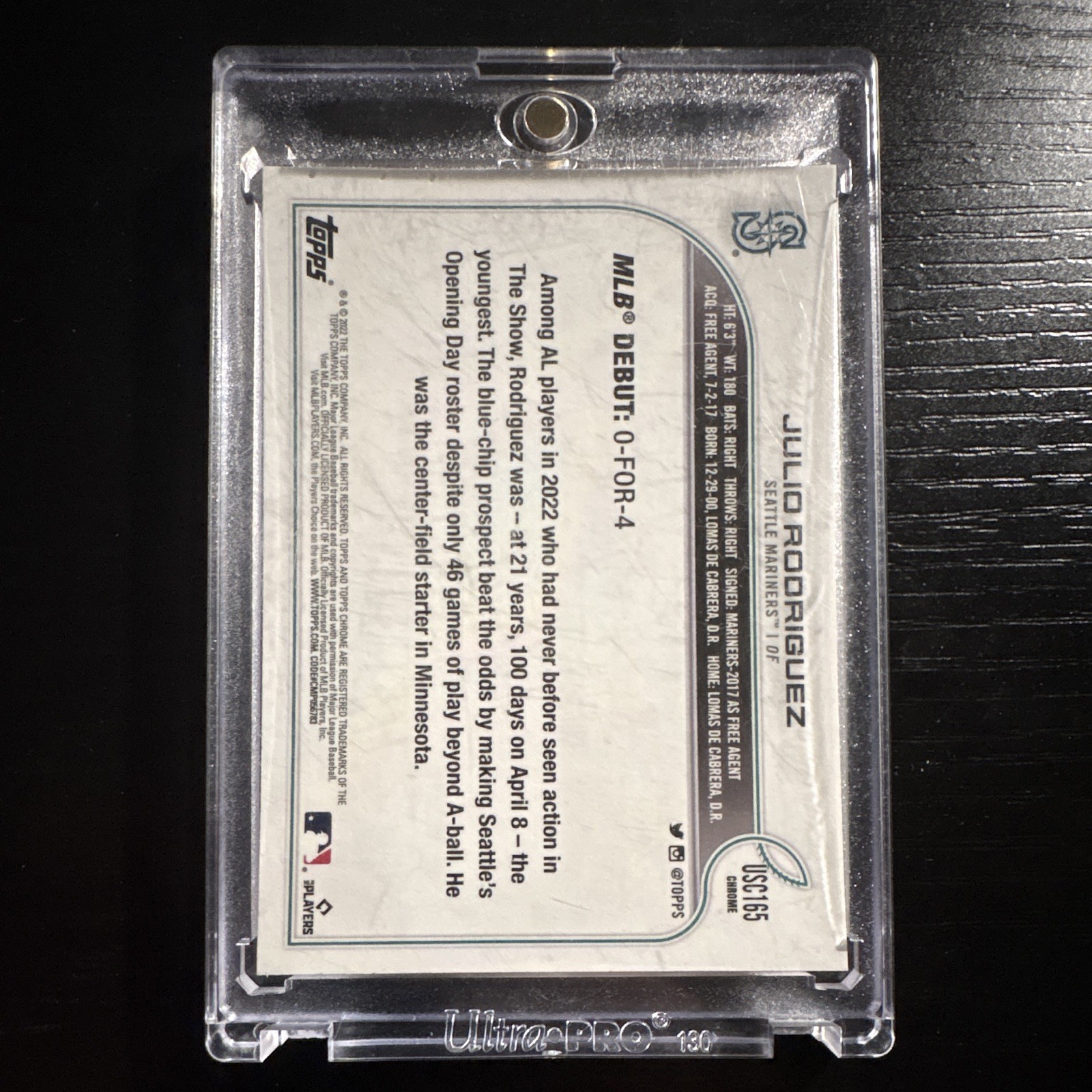 Topps 2022 Chrome Update Julio Rodriguez #USC165 Mariners Rookie Debut Pink