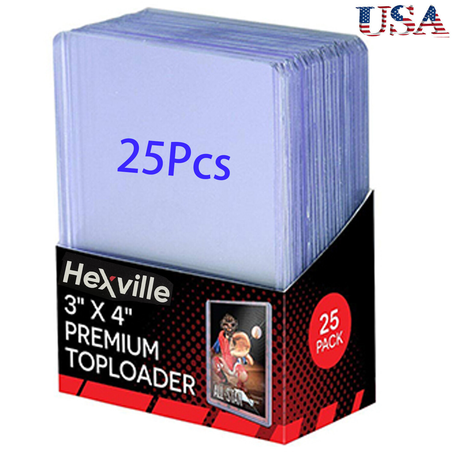 Hexville Toploaders Top Loader Card Sleeves for Sports/Trading – 3x4in 25/Pack