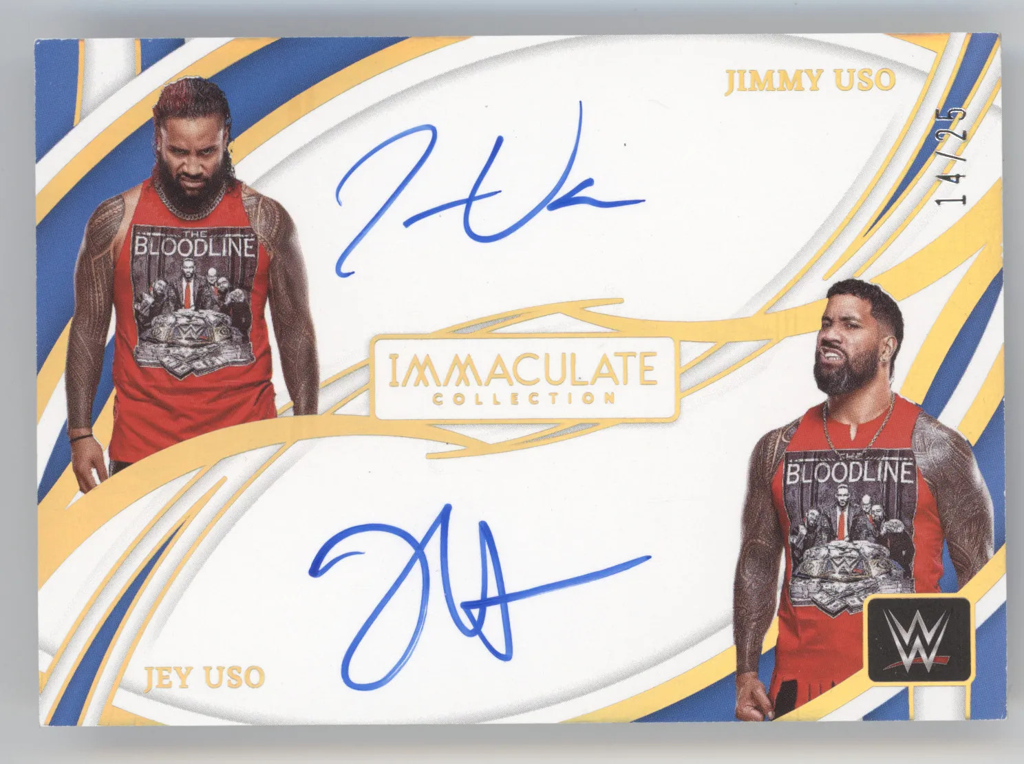 2022 Panini Immaculate Collection WWE Dual Auto Jimmy Uso Jey Uso #DA-USO 14/25